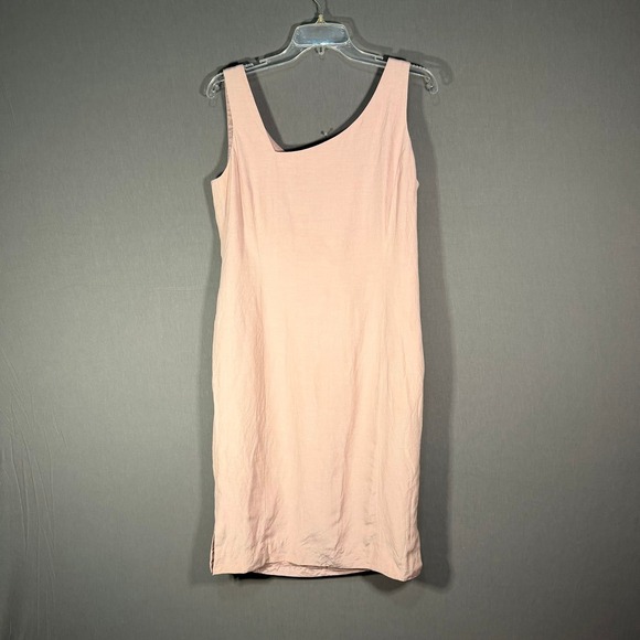 Dana Buchman Dresses & Skirts - Dana Buchman Silk Linen Blend Pink Sleeveless Sheath Dress Size 8 Square Neck